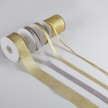 Christmas ribbon with metal shine 5mmx92m - 1cm / 2cm / 3.8cmx23m