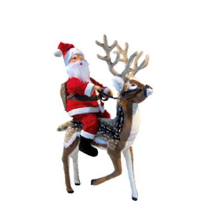 XL Διακοσμητικός Άγιος Βασίλης σε Τάρανδο, με κίνηση 150x95cm