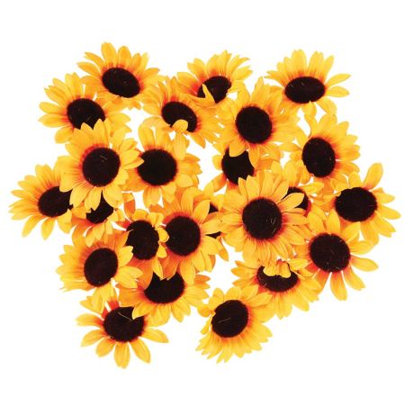 Σετ 24τχ διακοσμητικά άνθη ηλίανθου Κίτρινο 7cm