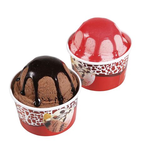 Σετ 2τμχ Διακοσμητικά παγωτά σοκολάτα-φράουλα σε κυπελάκι-απομίμηση 8cm