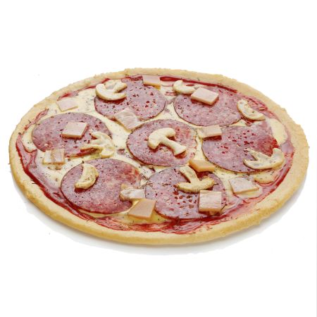 Decorative pizza special with salami, ham and mushrooms - replica 25cm